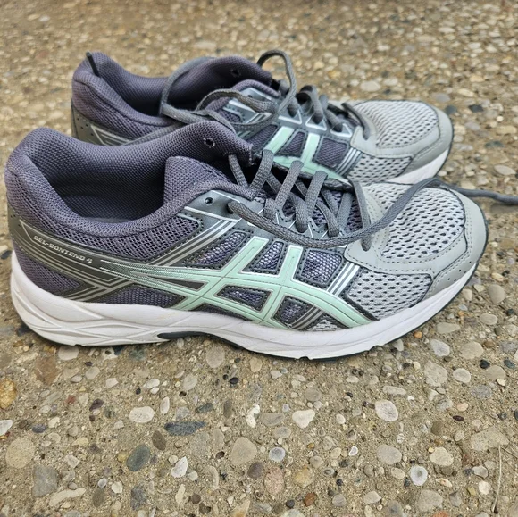 ASICS Ortholite Women's Gel-Contend 4 Running Shoes - Gray and Mint Green - Picture 9 of 10